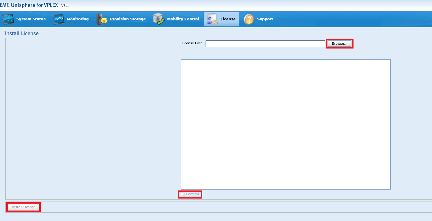 Licencia de instalación de la interfaz del usuario de VPLEX