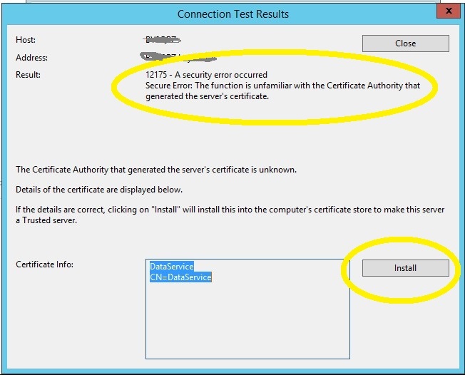 Certifikát lze nyní nainstalovat na dotčený server pomocí certifikátu SSL: