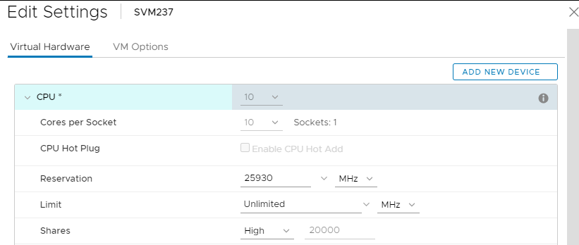 SVM CPU settings