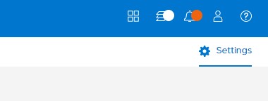 Ikona nastavení v pravém horním rohu uživatelského rozhraní.