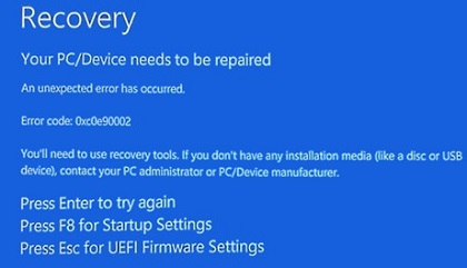 Ошибка при использовании быстрого сброса параметров или сброса Windows