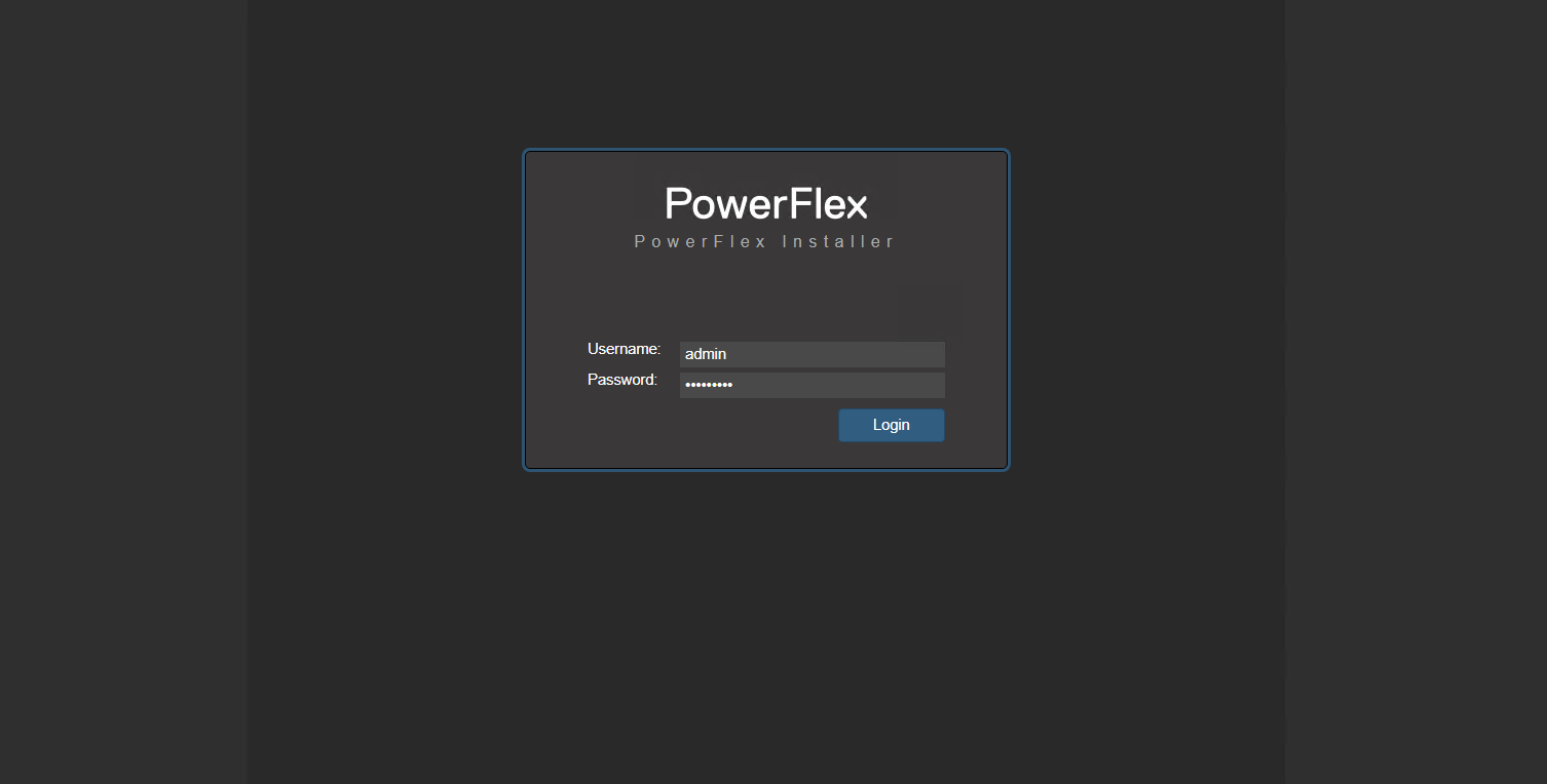 PowerFlex log in screen