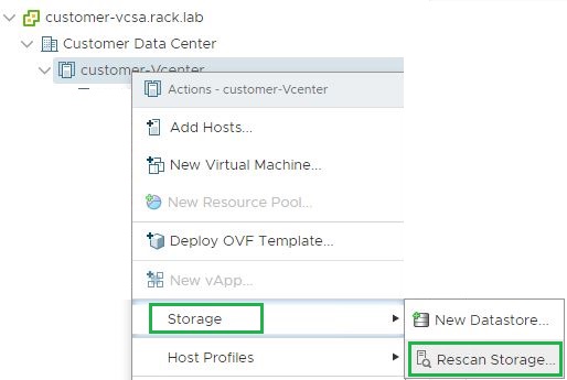 Relance de l’analyse du datastore sur vSphere