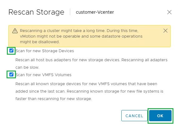 Armazenamento de nova varredura do datastore