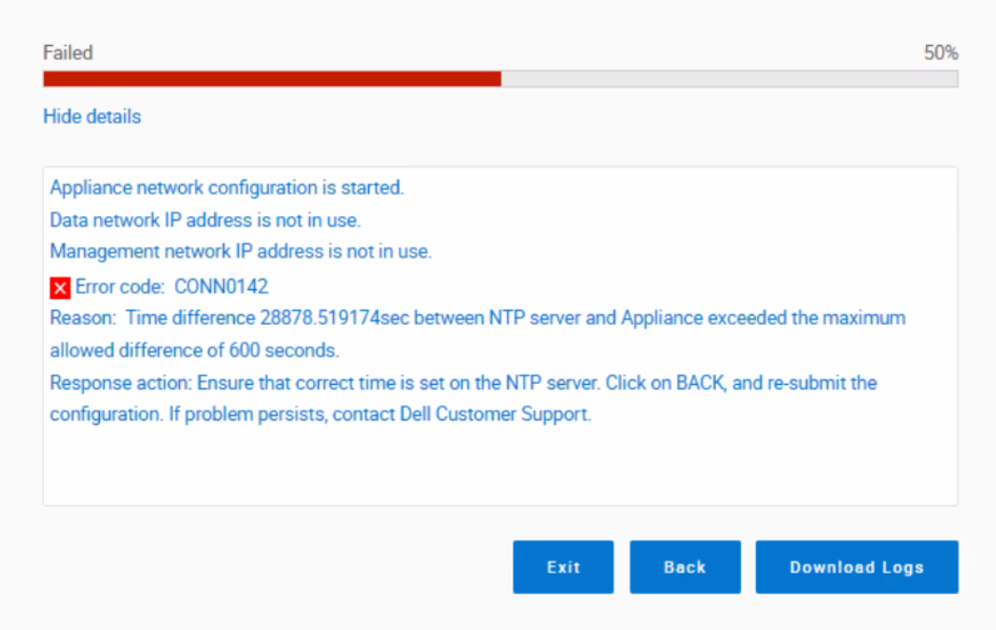 Error detail box screenshot