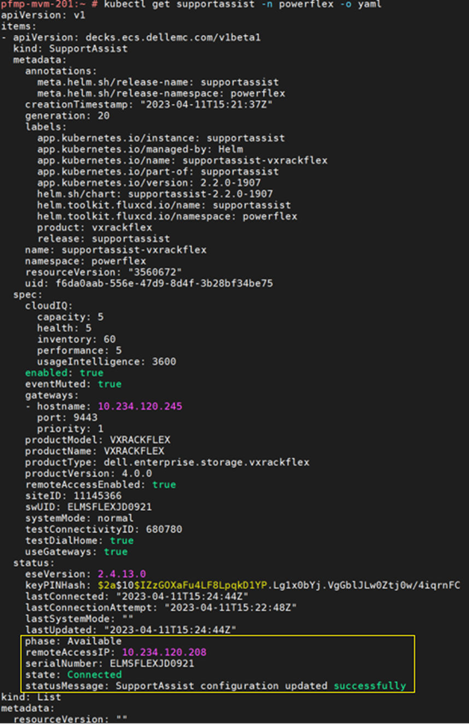 Example of a successful registration: