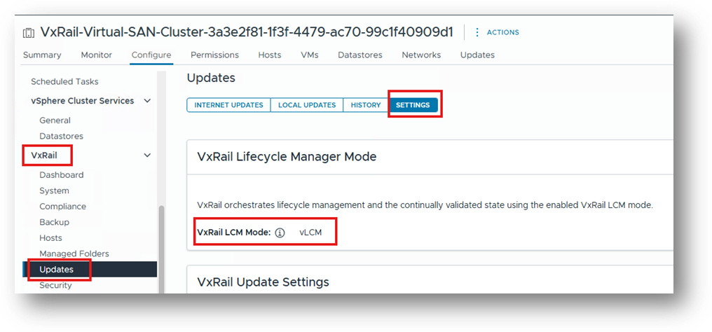 VxRail Plugin Updates tab