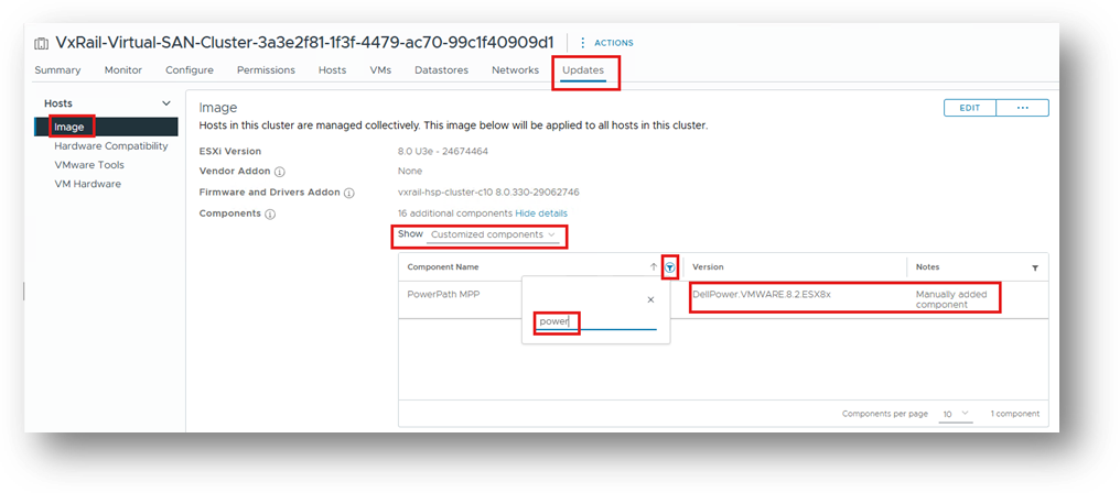 Verify component in Image tab