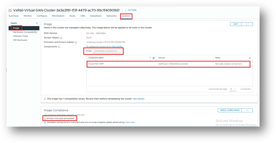 Compliance scan shows component in Single Image