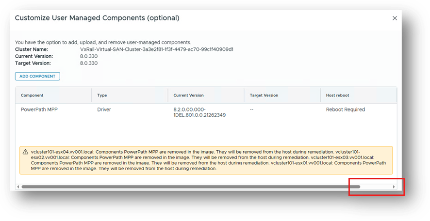 Scroll to reveal add component
