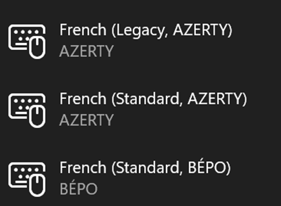 자판 배열 선택 예