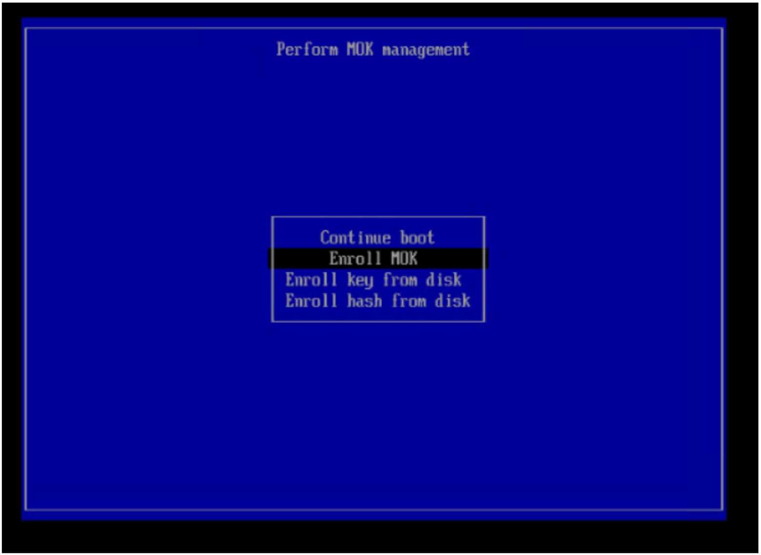 Linux MOK management menu