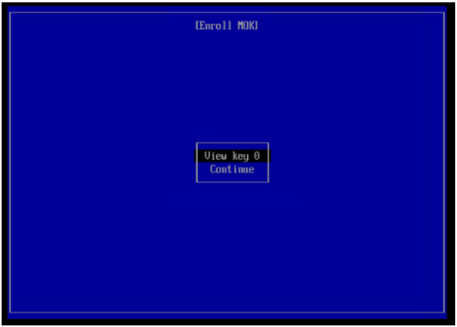 Enroll MOK View key menu