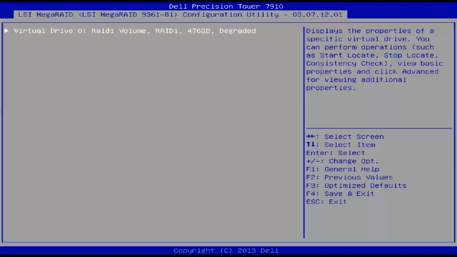 LSI RAIDの「Degraded」エラー