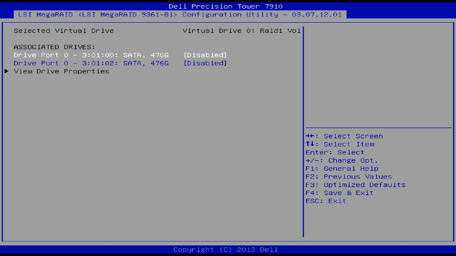 LSIの［Associated Drives］