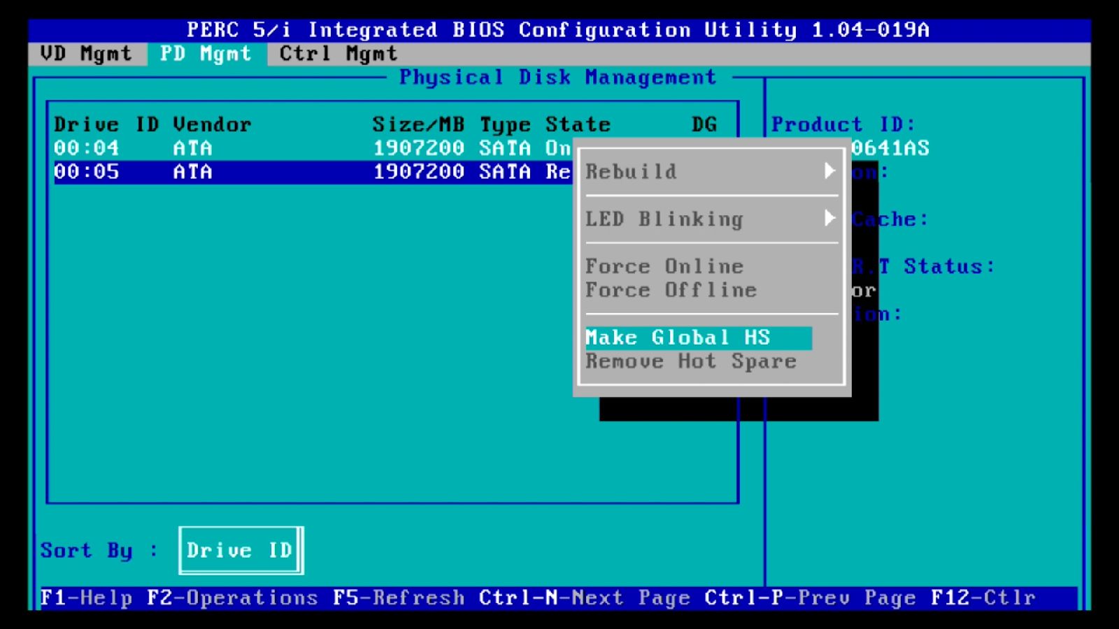 Gestion des disques physiques PERC