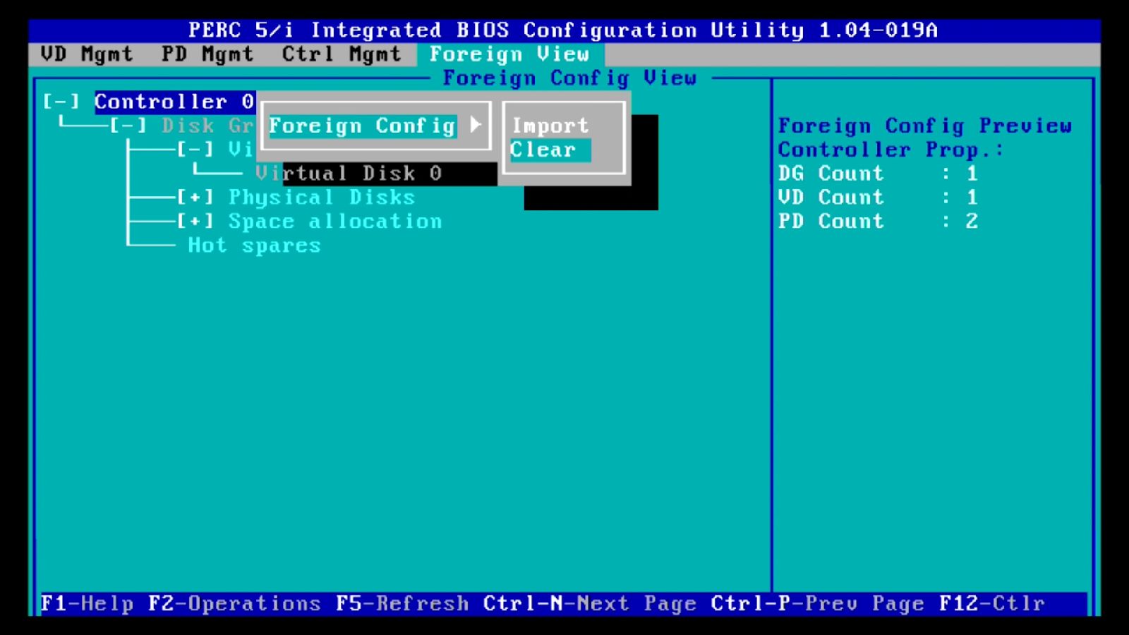 Vista de configuración externa