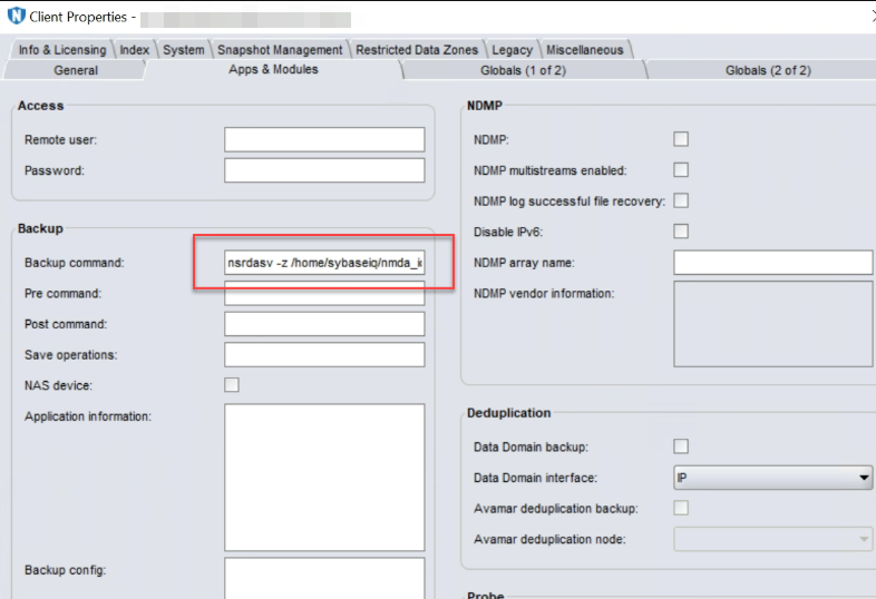 key in the backup command
