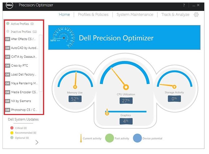 Perfiles de Dell Precision Optimizer