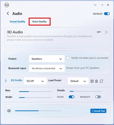 Voice Quality tab