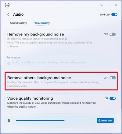 Remove Others’ Background Noise function