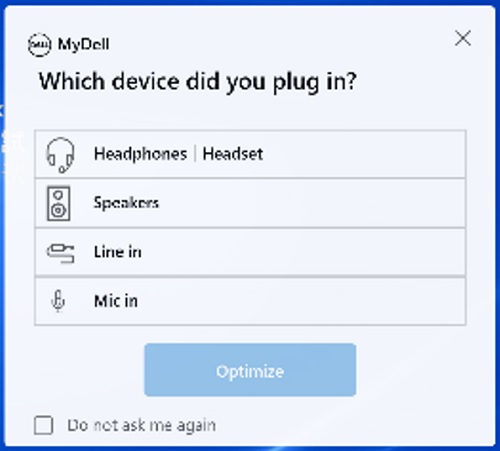A interface do usuário do MyDell não está encaixada e a janela é totalmente exibida.