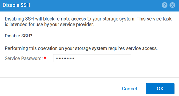 Unisphere SSH disable