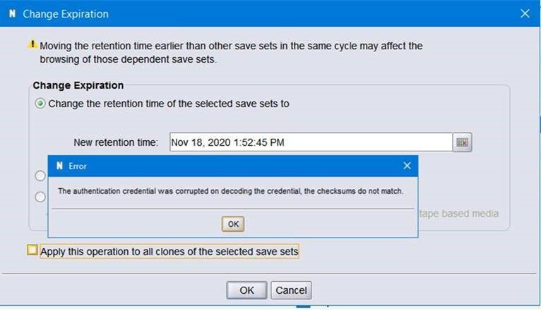 Change expiration window reports authentication credential was corrupted on decoding the credential