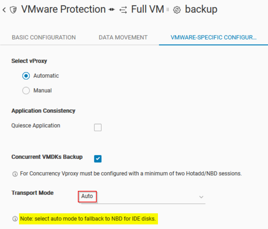 Auto Transport Mode selection from NWUI