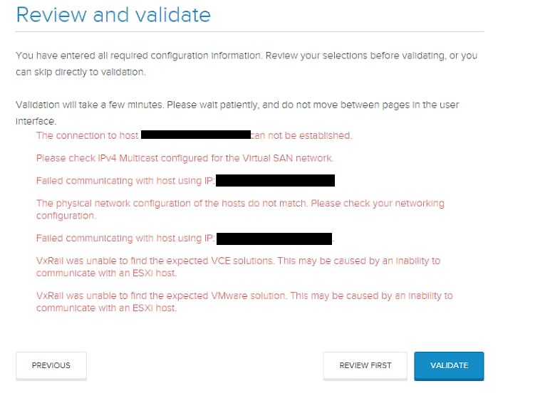 Screenshot of deployment error