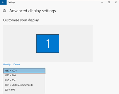 Display settings showing a max resolution less than 1920x1200