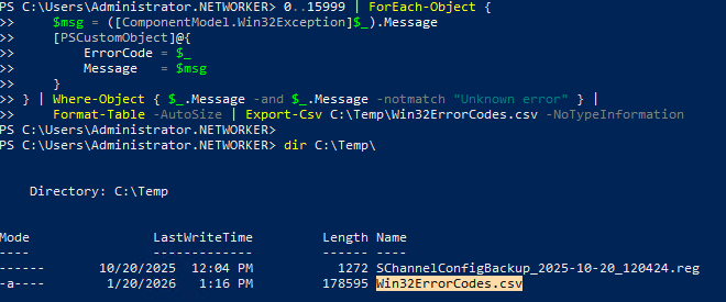 Windows Error Codes File