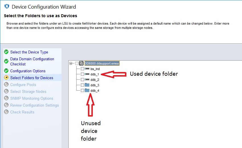 Devices Used and Unused folder Examples