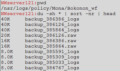 Example of policy logs folder contents