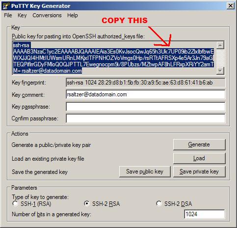 PuTTY nøgle generator