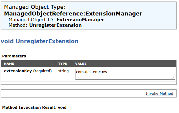 Unregister extension invoke method