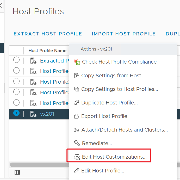 Screenshot of edit host customization