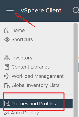 Screenshot of policies and profiles location