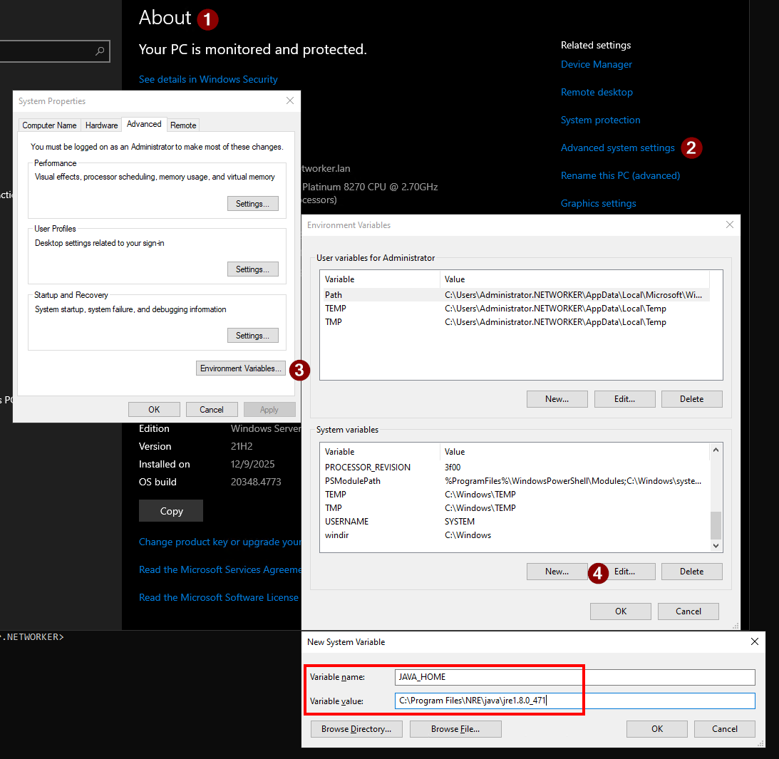 Creating JAVA_HOME environment variable