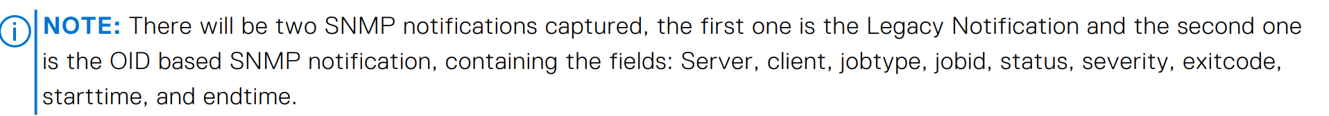 NOTE regarding SNMP traps