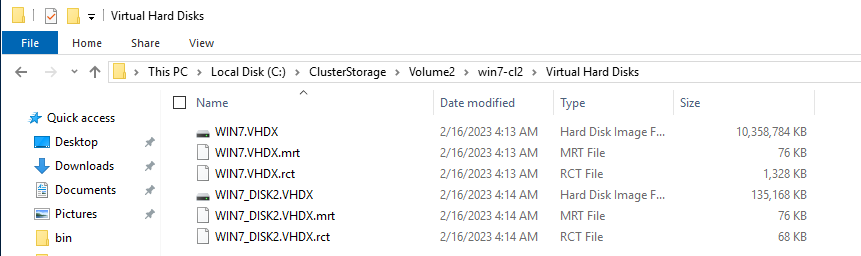 Tamaño y nombre del archivo VHDX de origen u original