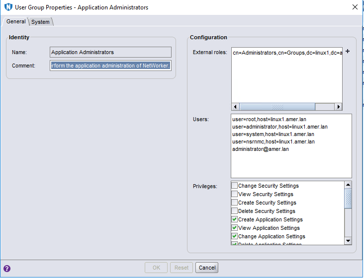 Screenshot of Application Administrators with domain named account added