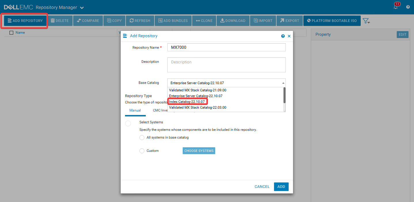 Přidání úložiště do nástroje Dell Repository Manager