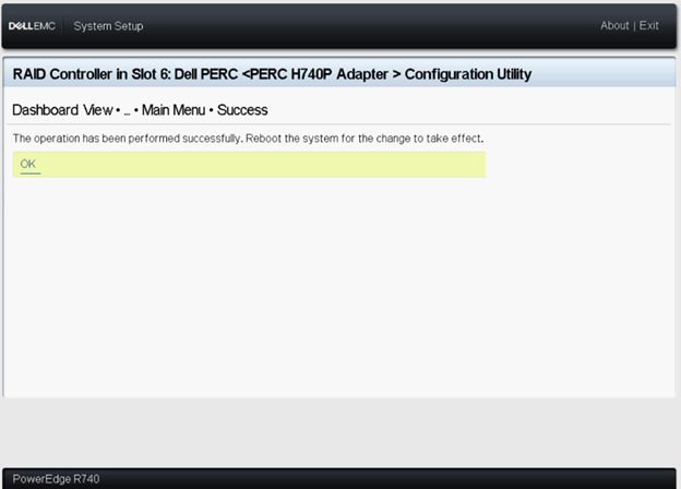 此时将显示“已成功执行操作”，单击“确定”