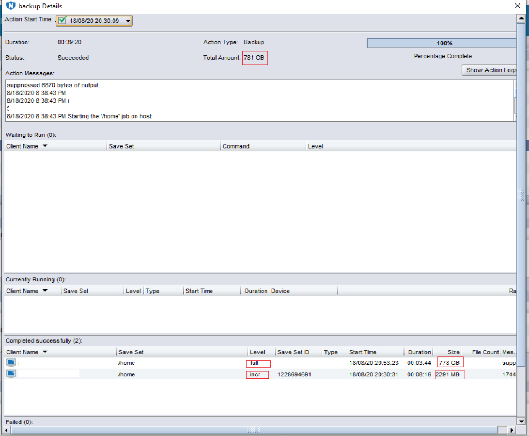 Synthetic full backup details