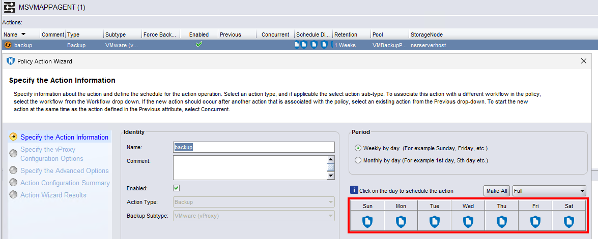 SQL VM backup action set to Logs Only