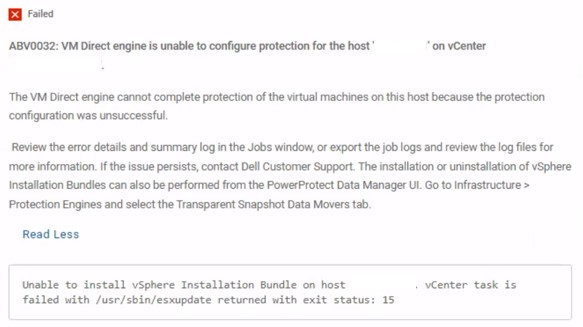 Błąd zadania w interfejsie użytkownika PPDM