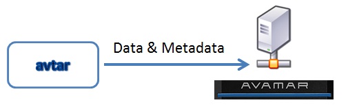 Datastroom waarbij een client data naar een Avamar-systeem verzendt