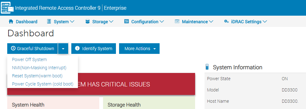 Bedienelement des integrierten Dell Remote Access Controllers