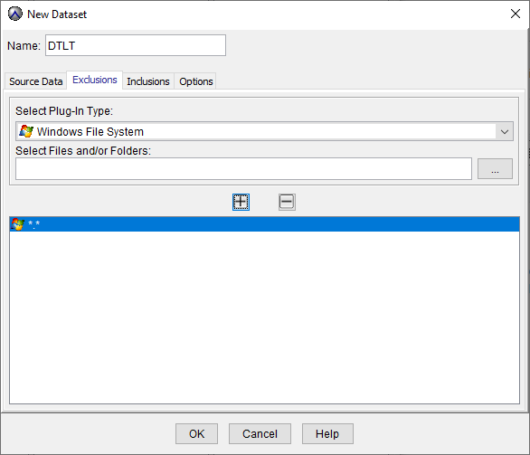 GUI showing Exclusions tab